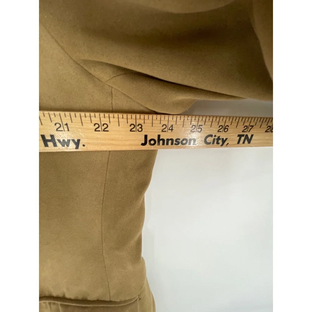 Chaps Mens Blazer 44R Sport Coat Tan Faux‎ Suede Two Button Classic